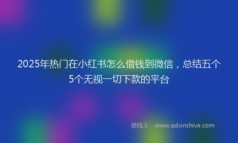 2025年热门在小红书怎么借钱到微信，总结五个5个无视一切下款的平台