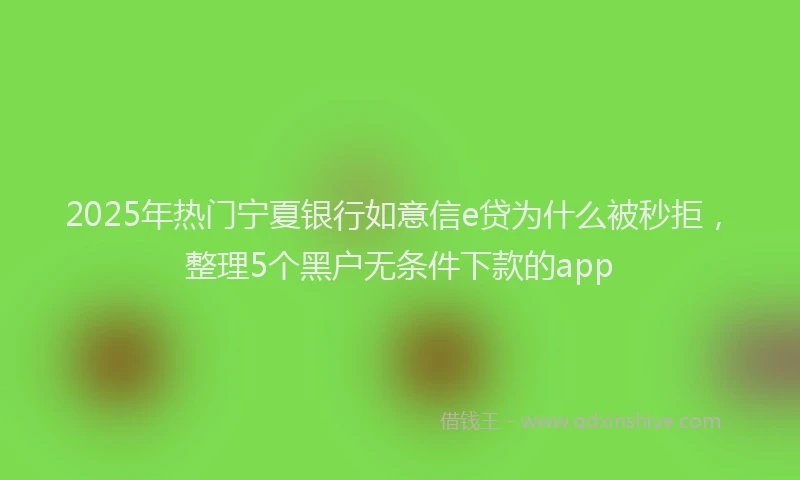 2025年热门宁夏银行如意信e贷为什么被秒拒，整理5个黑户无条件下款的app