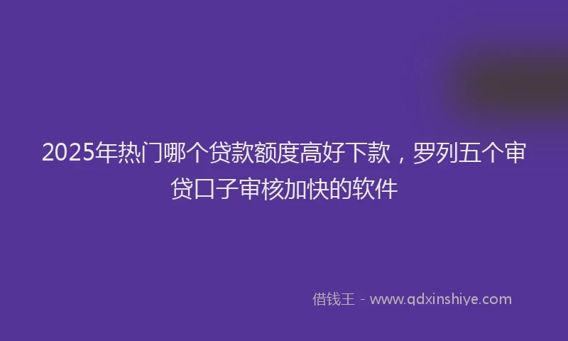 2025年热门哪个贷款额度高好下款，罗列五个审贷口子审核加快的软件