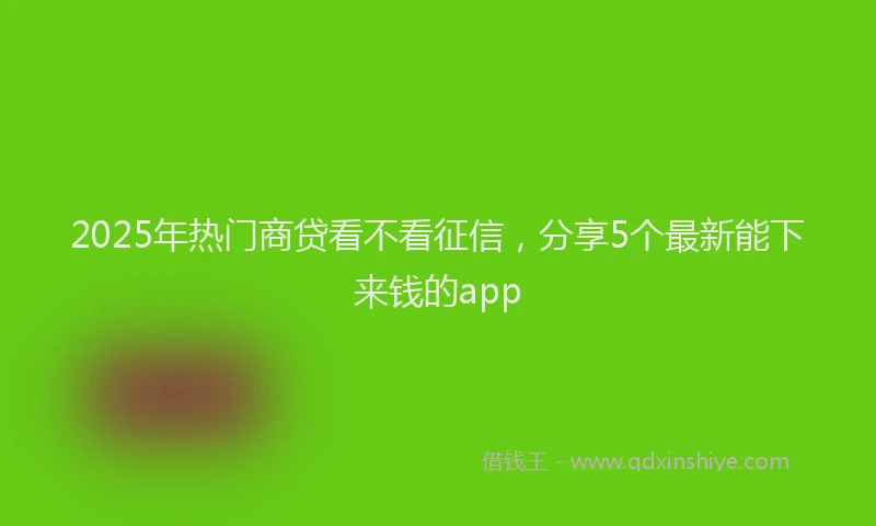 2025年热门商贷看不看征信，分享5个最新能下来钱的app