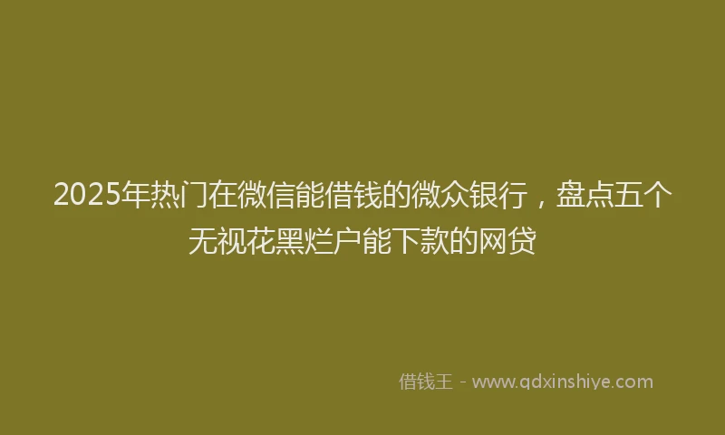 2025年热门在微信能借钱的微众银行，盘点五个无视花黑烂户能下款的网贷
