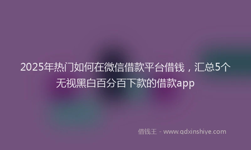 2025年热门如何在微信借款平台借钱，汇总5个无视黑白百分百下款的借款app