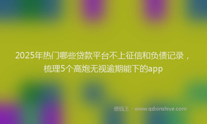 2025年热门哪些贷款平台不上征信和负债记录，梳理5个高炮无视逾期能下的app