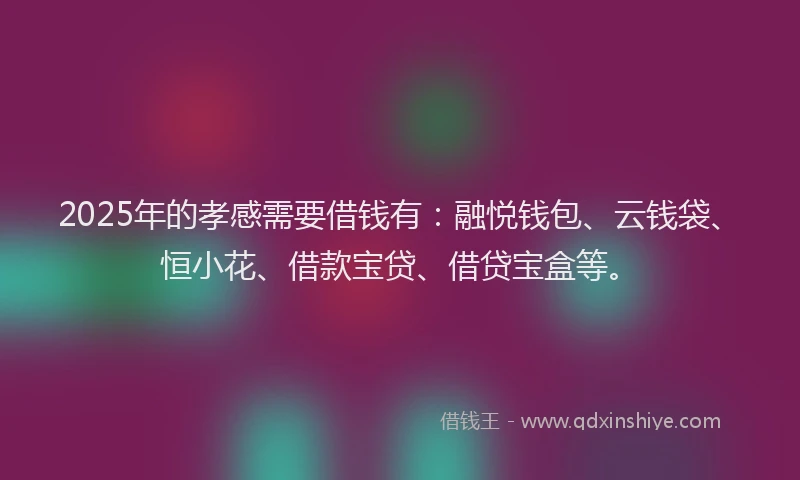 2025年的孝感需要借钱有：融悦钱包、云钱袋、恒小花、借款宝贷、借贷宝盒等。