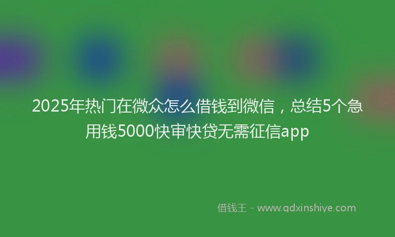 2025年热门在微众怎么借钱到微信，总结5个急用钱5000快审快贷无需征信app