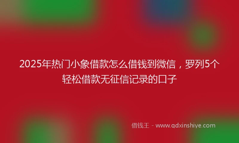 2025年热门小象借款怎么借钱到微信，罗列5个轻松借款无征信记录的口子