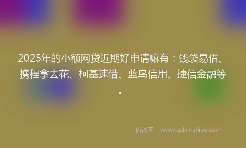 2025年的小额网贷近期好申请嘛有：钱袋易借、携程拿去花、柯基速借、蓝鸟信用、捷信金融等。