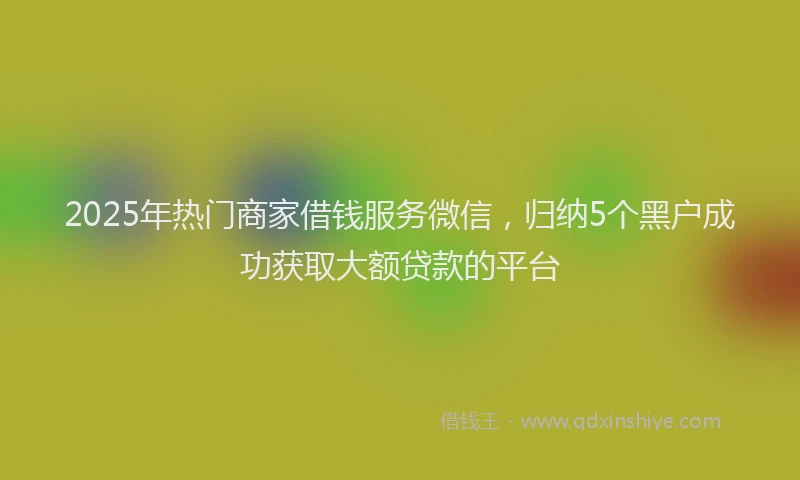 2025年热门商家借钱服务微信，归纳5个黑户成功获取大额贷款的平台