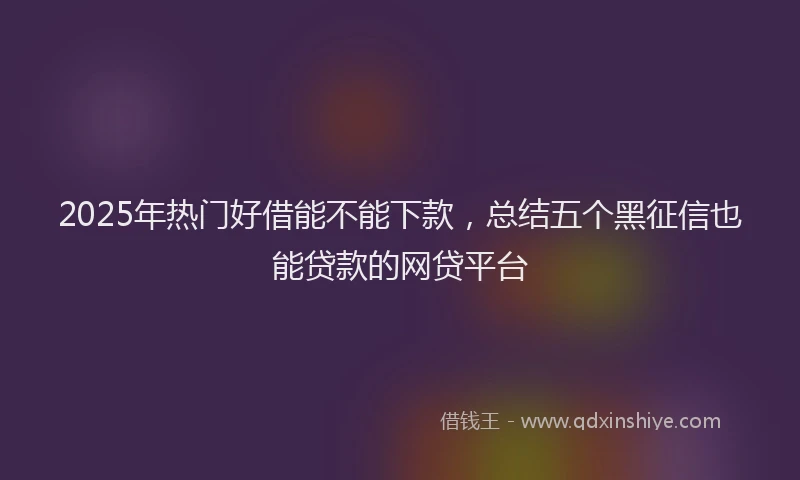 2025年热门好借能不能下款，总结五个黑征信也能贷款的网贷平台