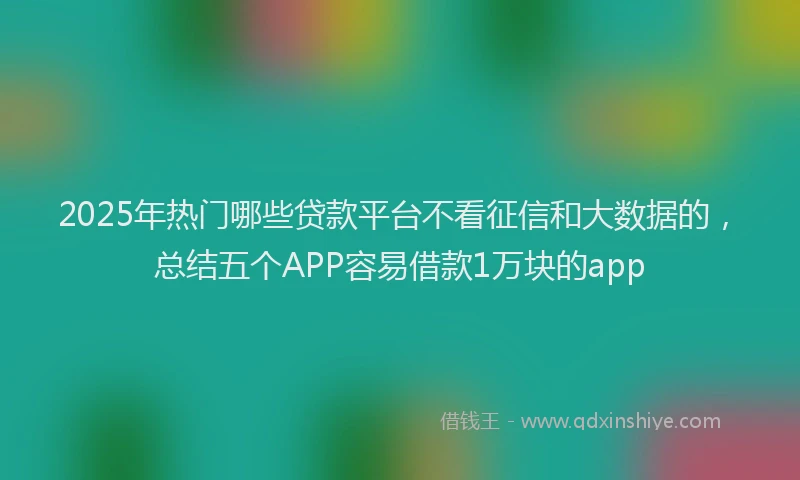 2025年热门哪些贷款平台不看征信和大数据的，总结五个APP容易借款1万块的app