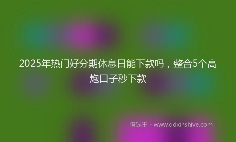 2025年热门好分期休息日能下款吗，整合5个高炮口子秒下款