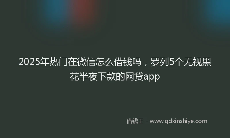 2025年热门在微信怎么借钱吗，罗列5个无视黑花半夜下款的网贷app