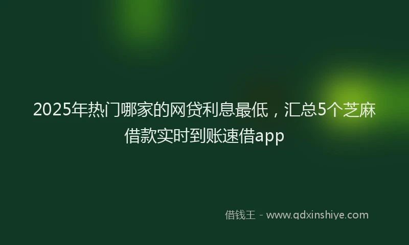 2025年热门哪家的网贷利息最低，汇总5个芝麻借款实时到账速借app