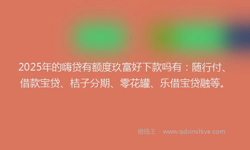 2025年的嗨贷有额度玖富好下款吗有：随行付、借款宝贷、桔子分期、零花罐、乐借宝贷融等。