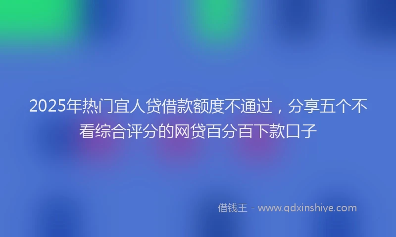 2025年热门宜人贷借款额度不通过，分享五个不看综合评分的网贷百分百下款口子