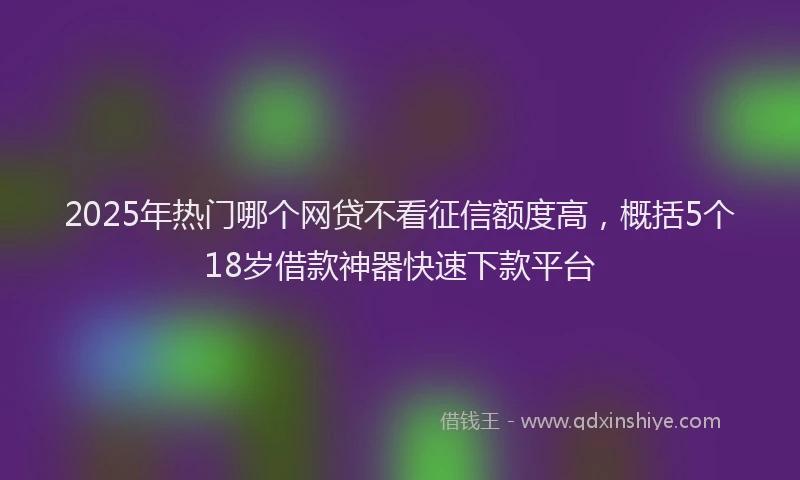 2025年热门哪个网贷不看征信额度高，概括5个18岁借款神器快速下款平台