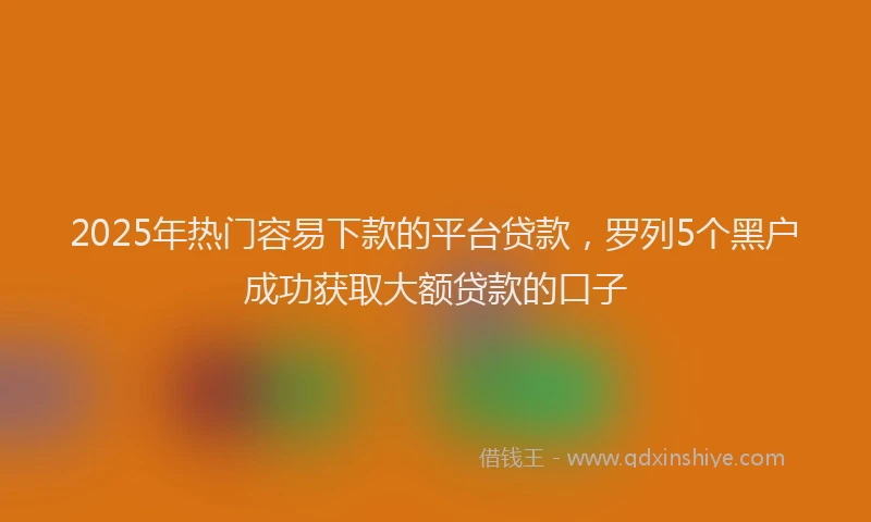 2025年热门容易下款的平台贷款，罗列5个黑户成功获取大额贷款的口子