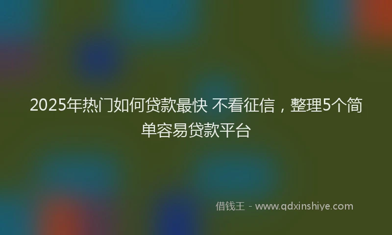 2025年热门如何贷款最快 不看征信，整理5个简单容易贷款平台