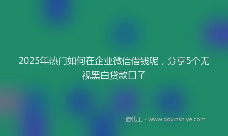 2025年热门如何在企业微信借钱呢，分享5个无视黑白贷款口子