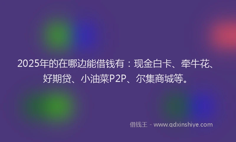 2025年的在哪边能借钱有：现金白卡、牵牛花、好期贷、小油菜P2P、尔集商城等。