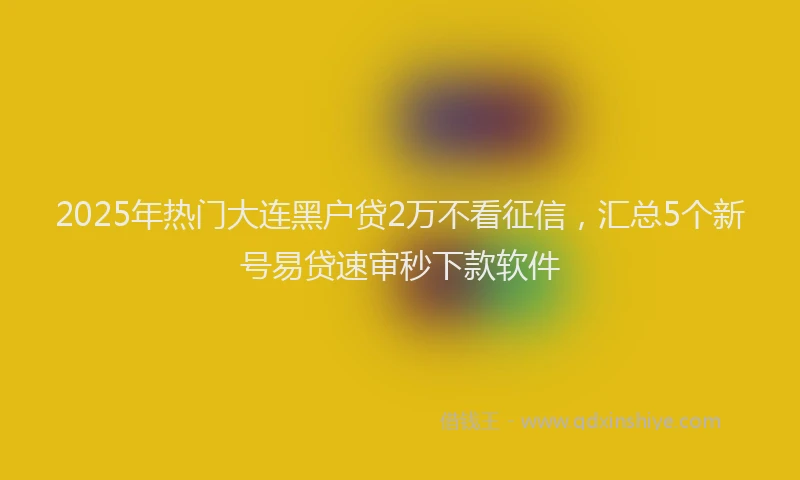 2025年热门大连黑户贷2万不看征信，汇总5个新号易贷速审秒下款软件