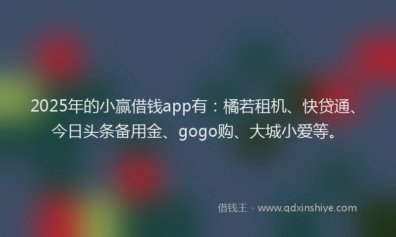2025年的小赢借钱app有：橘若租机、快贷通、今日头条备用金、gogo购、大城小爱等。