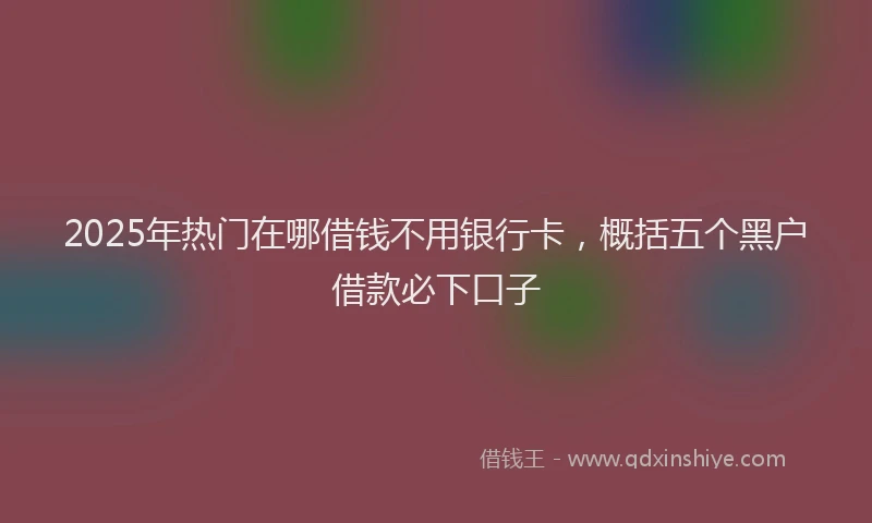 2025年热门在哪借钱不用银行卡，概括五个黑户借款必下口子
