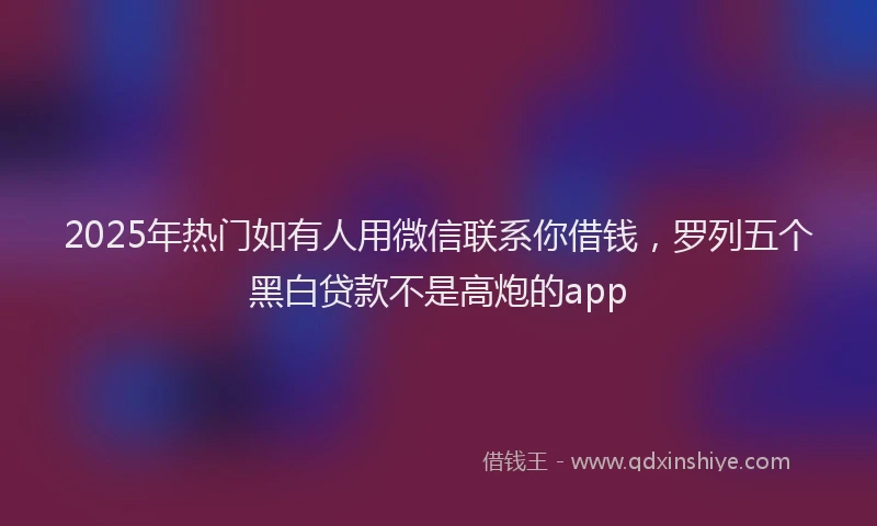 2025年热门如有人用微信联系你借钱，罗列五个黑白贷款不是高炮的app