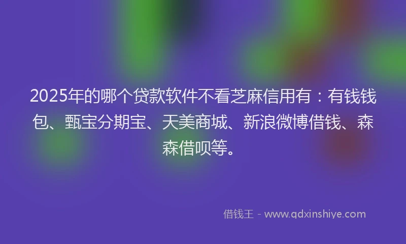 2025年的哪个贷款软件不看芝麻信用有：有钱钱包、甄宝分期宝、天美商城、新浪微博借钱、森森借呗等。