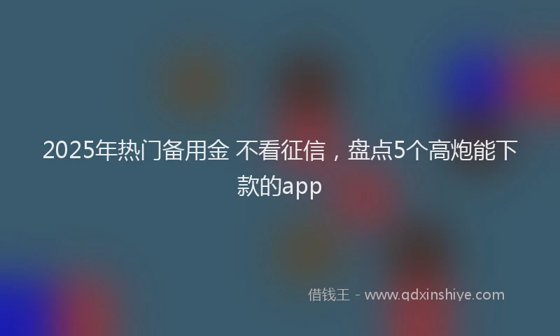 2025年热门备用金 不看征信，盘点5个高炮能下款的app