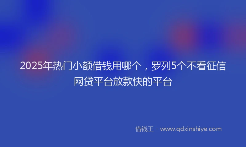 2025年热门小额借钱用哪个，罗列5个不看征信网贷平台放款快的平台
