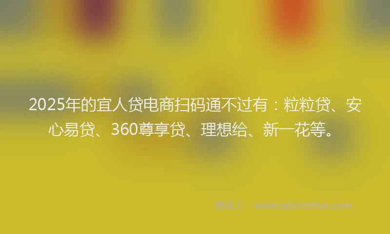 2025年的宜人贷电商扫码通不过有：粒粒贷、安心易贷、360尊享贷、理想给、新一花等。