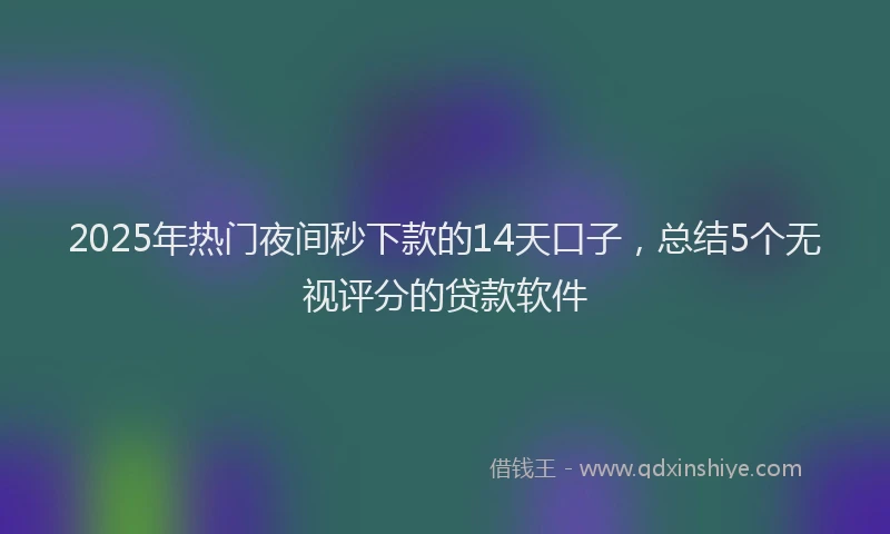 2025年热门夜间秒下款的14天口子，总结5个无视评分的贷款软件