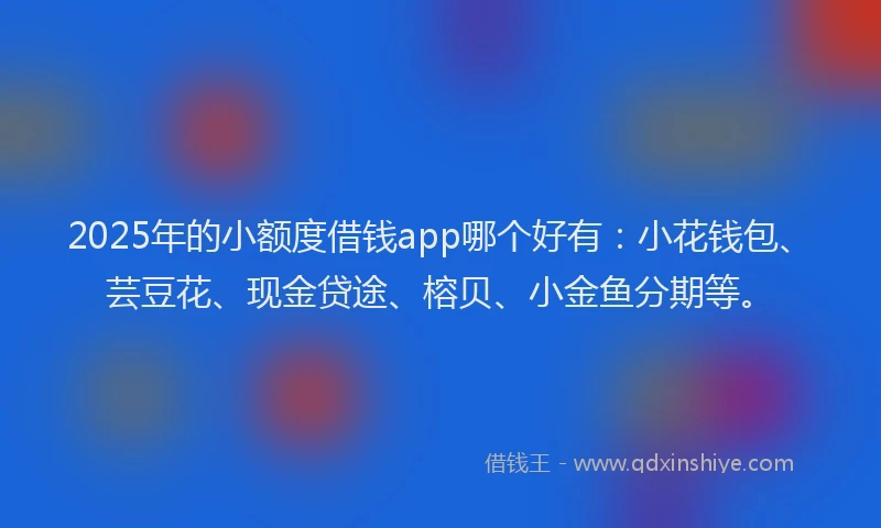 2025年的小额度借钱app哪个好有：小花钱包、芸豆花、现金贷途、榕贝、小金鱼分期等。