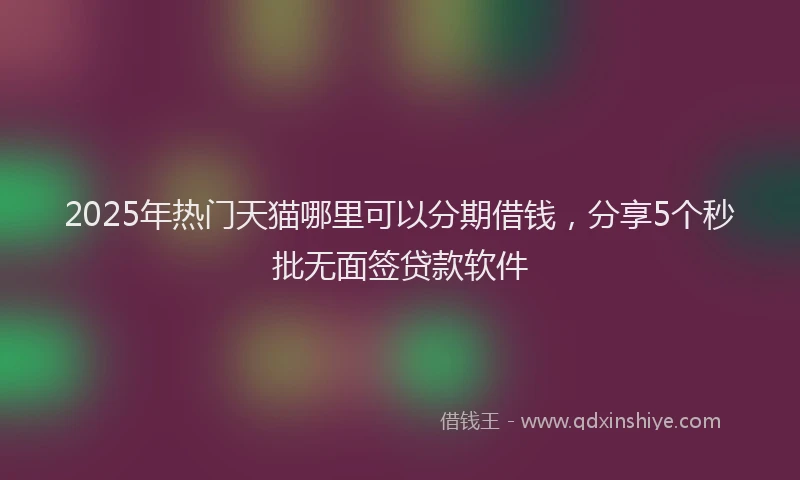 2025年热门天猫哪里可以分期借钱，分享5个秒批无面签贷款软件