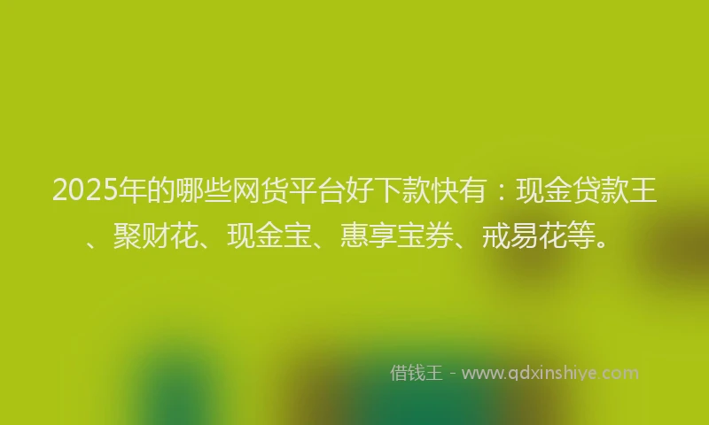 2025年的哪些网货平台好下款快有：现金贷款王、聚财花、现金宝、惠享宝券、戒易花等。