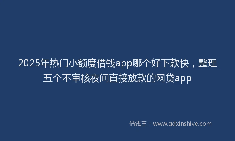 2025年热门小额度借钱app哪个好下款快，整理五个不审核夜间直接放款的网贷app