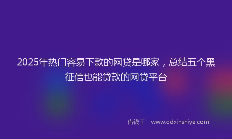 2025年热门容易下款的网贷是哪家，总结五个黑征信也能贷款的网贷平台
