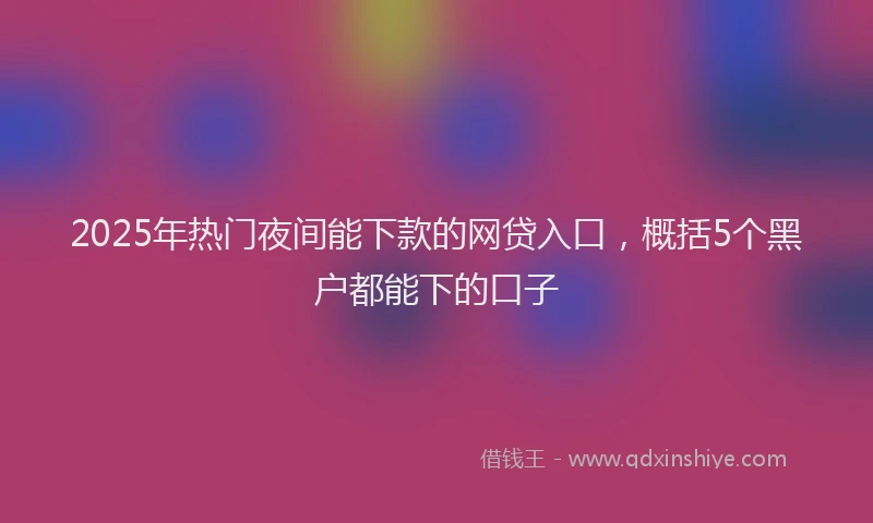 2025年热门夜间能下款的网贷入口，概括5个黑户都能下的口子