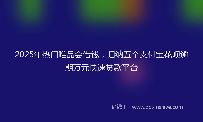 2025年热门唯品会借钱，归纳五个支付宝花呗逾期万元快速贷款平台