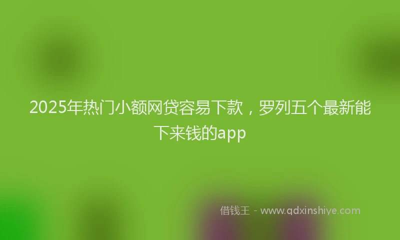 2025年热门小额网贷容易下款，罗列五个最新能下来钱的app