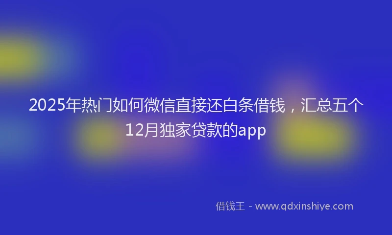 2025年热门如何微信直接还白条借钱，汇总五个12月独家贷款的app