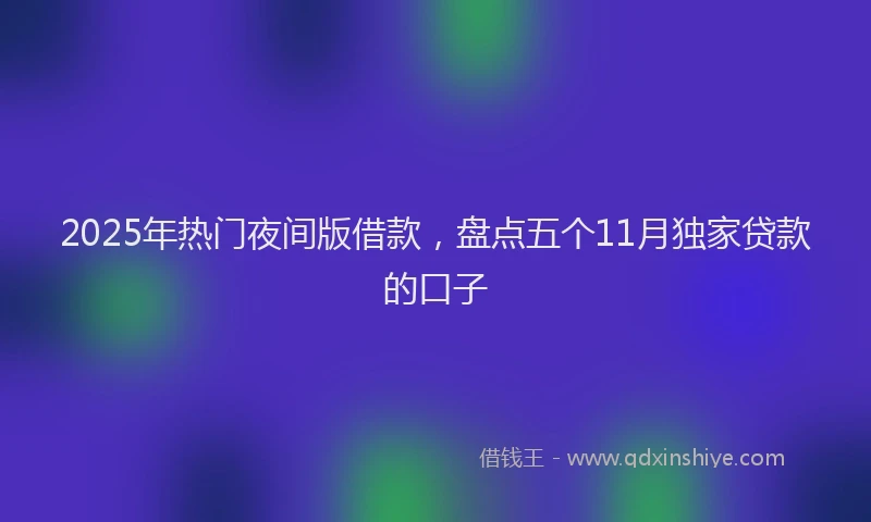 2025年热门夜间版借款，盘点五个11月独家贷款的口子