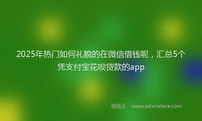 2025年热门如何礼貌的在微信借钱呢，汇总5个凭支付宝花呗贷款的app