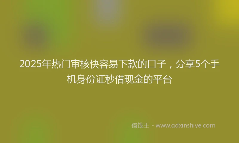 2025年热门审核快容易下款的口子，分享5个手机身份证秒借现金的平台