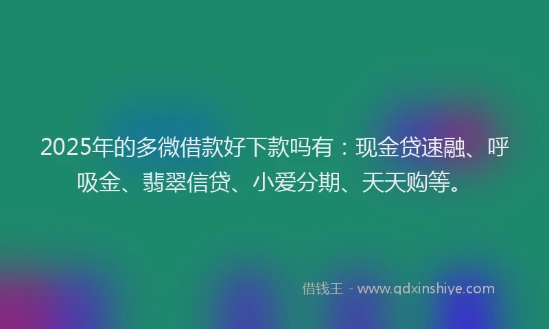 2025年的多微借款好下款吗有：现金贷速融、呼吸金、翡翠信贷、小爱分期、天天购等。