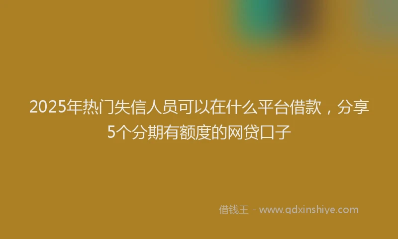 2025年热门失信人员可以在什么平台借款，分享5个分期有额度的网贷口子
