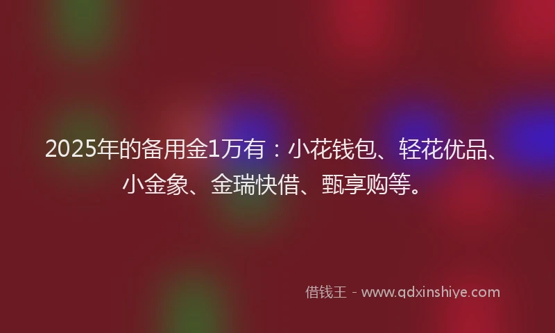 2025年的备用金1万有：小花钱包、轻花优品、小金象、金瑞快借、甄享购等。
