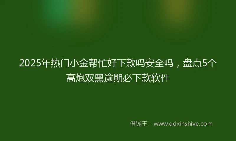 2025年热门小金帮忙好下款吗安全吗，盘点5个高炮双黑逾期必下款软件