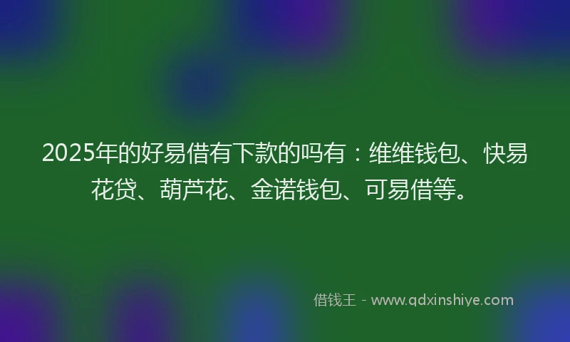 2025年的好易借有下款的吗有：维维钱包、快易花贷、葫芦花、金诺钱包、可易借等。